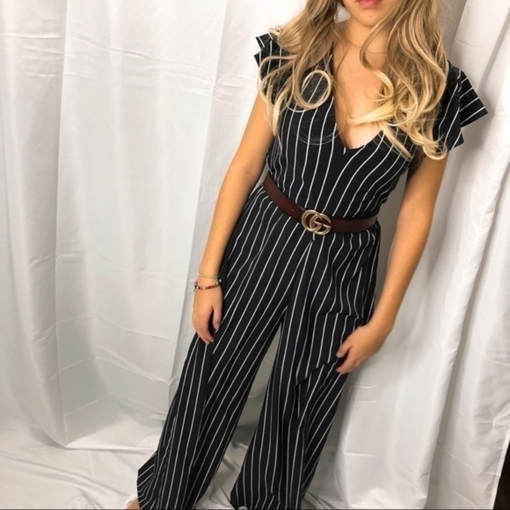 Stripped jumpsuit wide leg pants - Picture 3 of 12